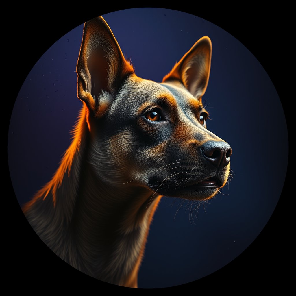 Cosmic medallion portrait of CNPP_CNPP_96, a Feral Dog Capeyork