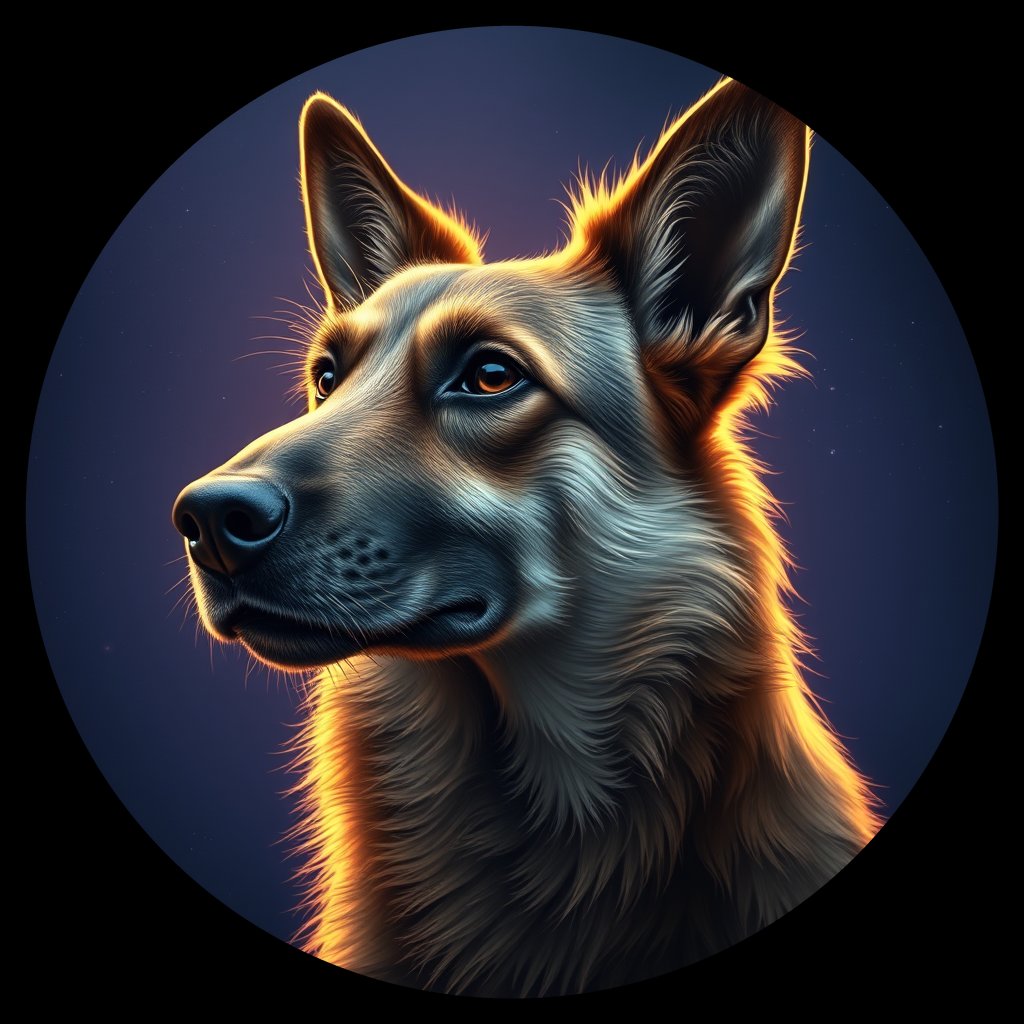 Cosmic medallion portrait of CNPP_CNPP_99, a Feral Dog Capeyork