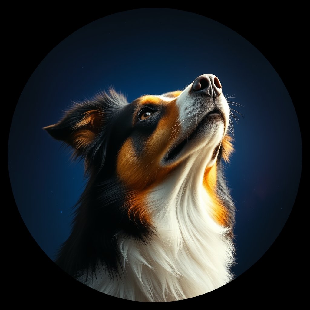 Cosmic medallion portrait of COLL_COLL_00379, a Collie