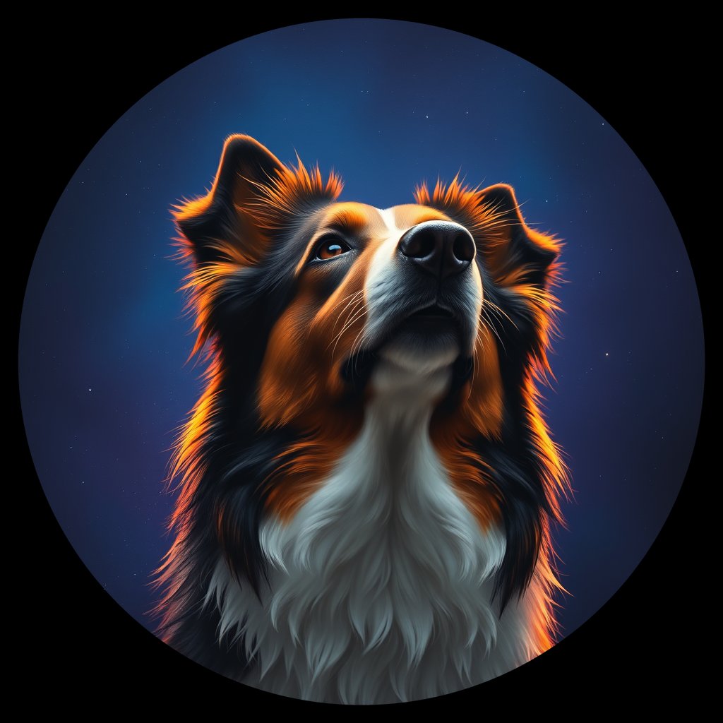 Cosmic medallion portrait of COLL_COLL_07300, a Collie