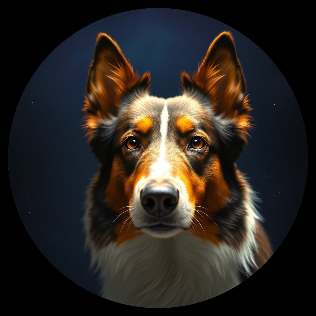 Cosmic medallion portrait of COLL_COLL_11454, a Collie