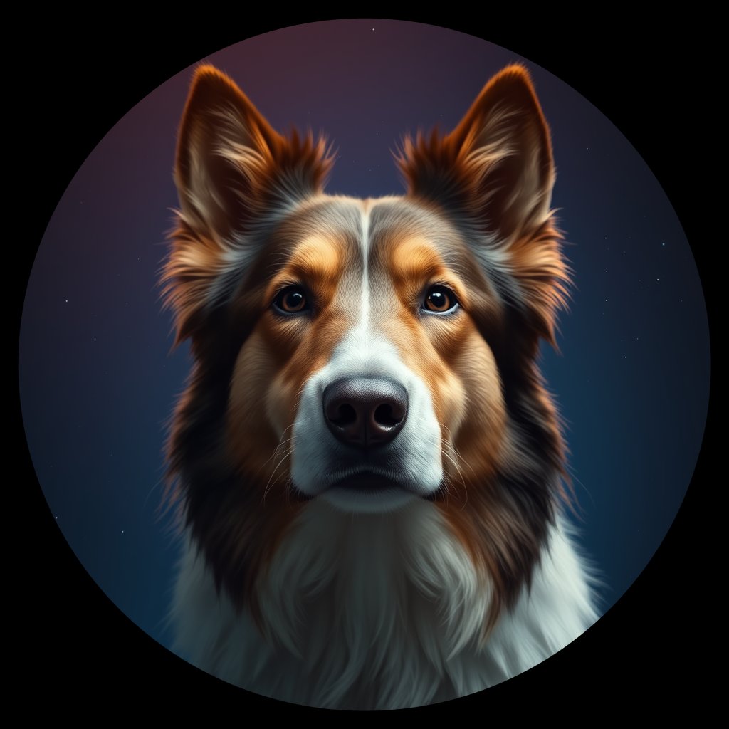 Cosmic medallion portrait of COLL_COLL_28482, a Collie
