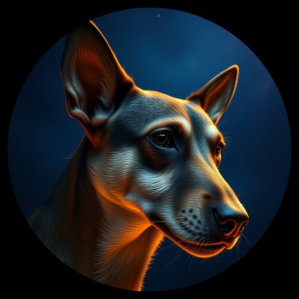 Cosmic medallion portrait of COOK_COOK_36124, a Village Dog Cook Islands