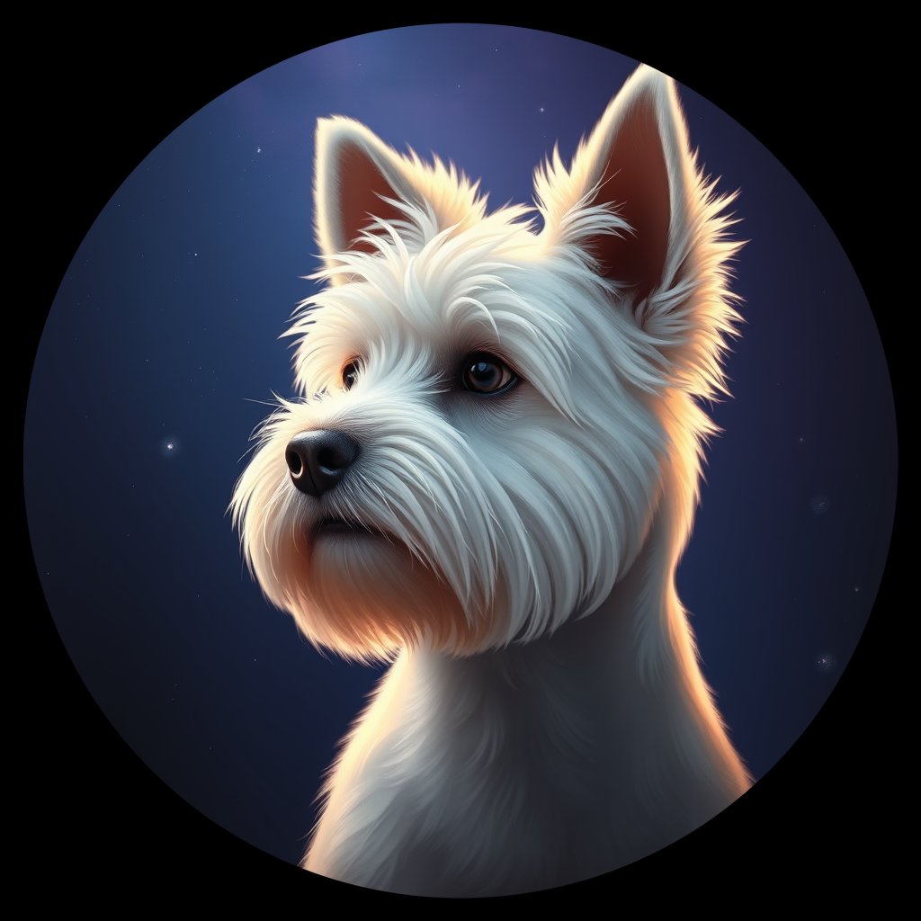Cosmic medallion portrait of COTO_COTO_44G10, a Coton De Tulear