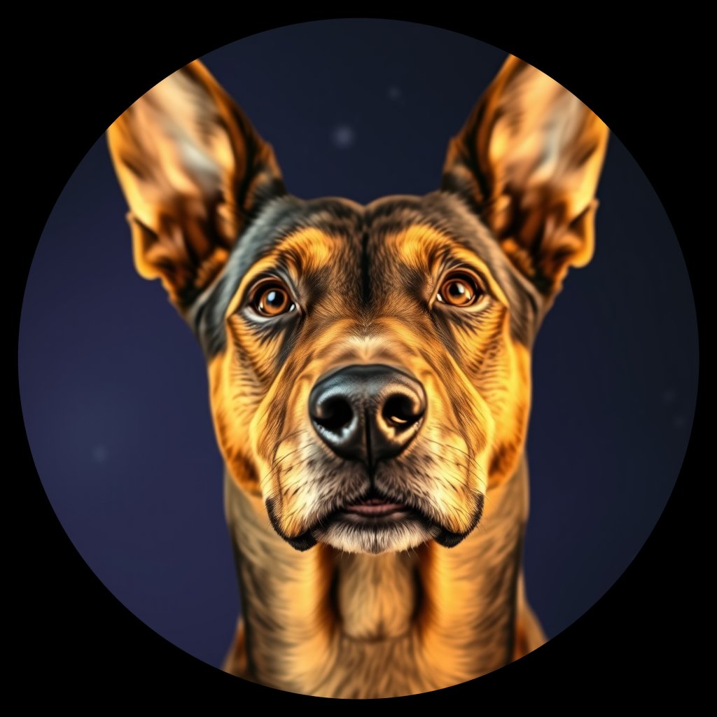 Cosmic medallion portrait of CPAT_Italy_CPAT_24532, a Carolina Dog