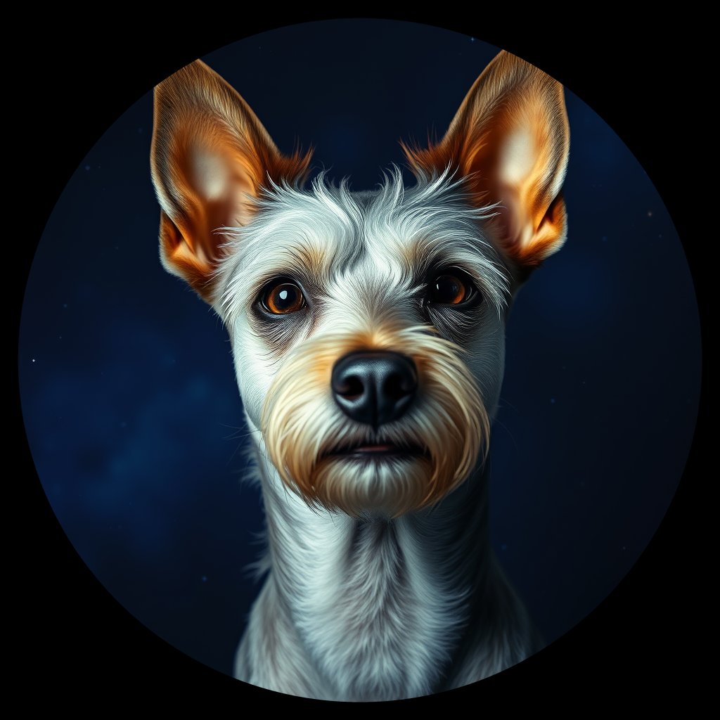 Cosmic medallion portrait of CRES_CRES_Z4H01, a Chinese Crested