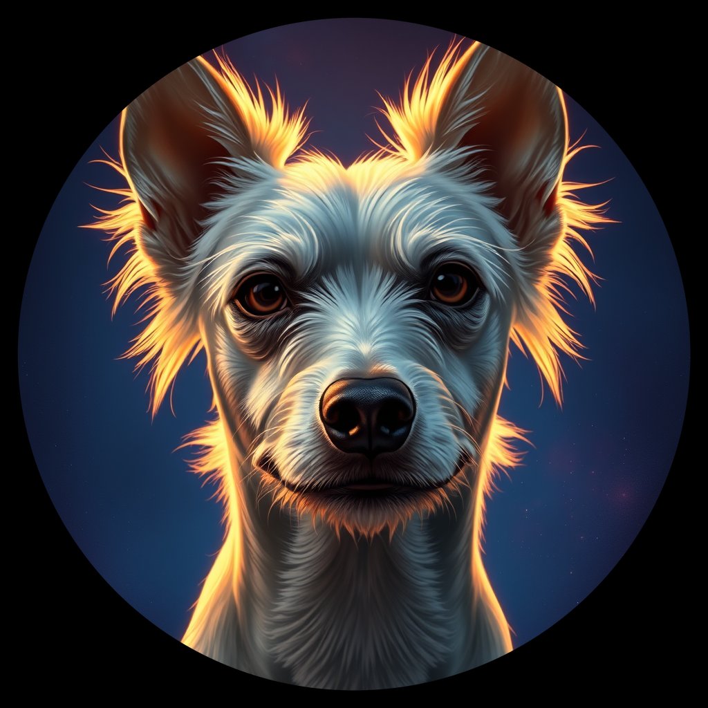 Cosmic medallion portrait of CRES_CRES_Z5A12, a Chinese Crested