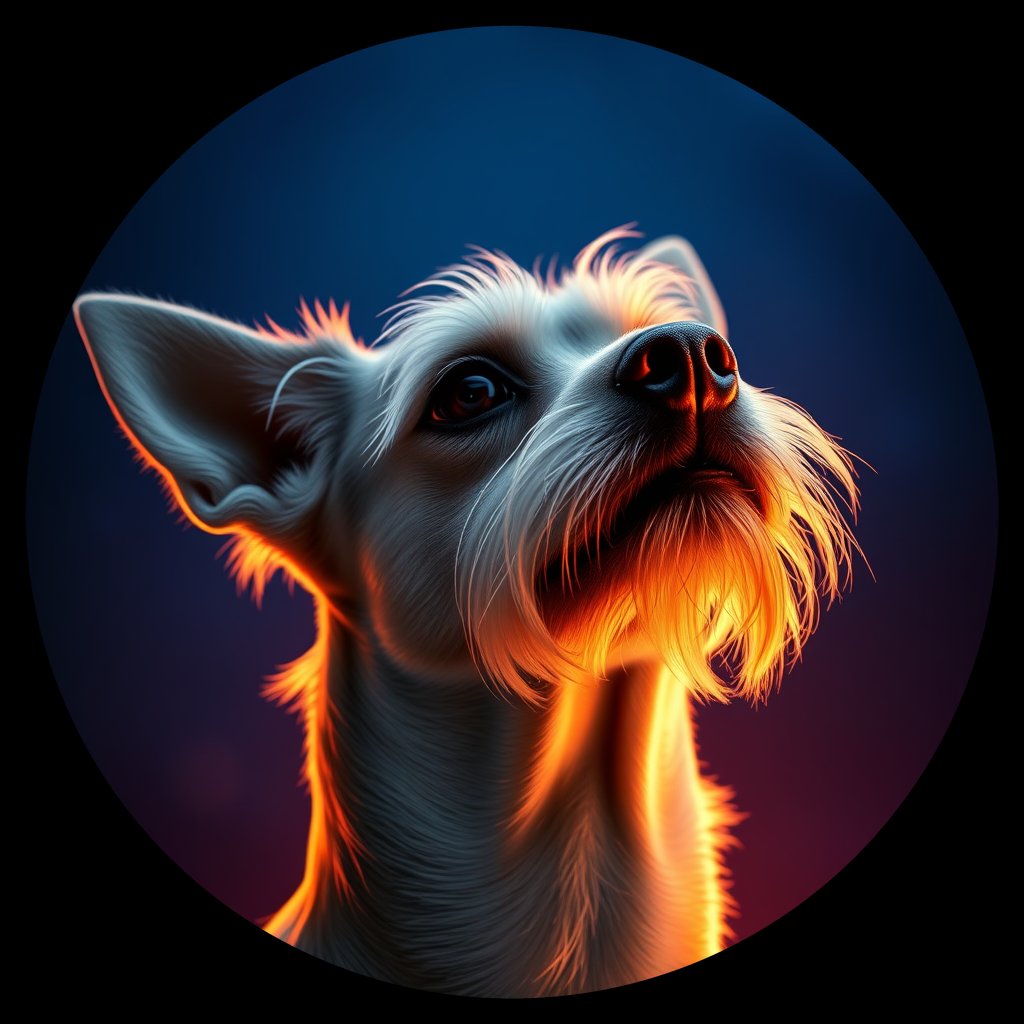 Cosmic medallion portrait of CRES_CRES_Z5F09, a Chinese Crested