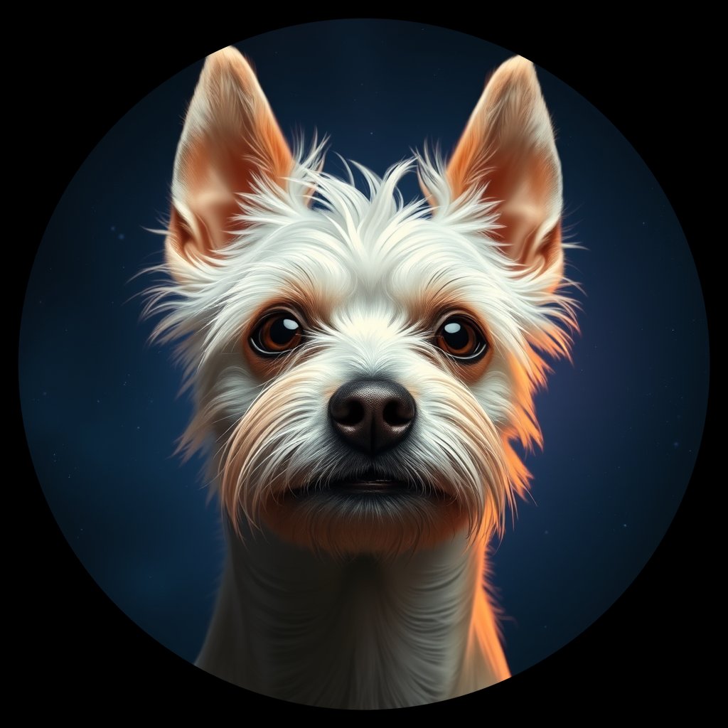 Cosmic medallion portrait of CRES_CRES_Z5G11, a Chinese Crested