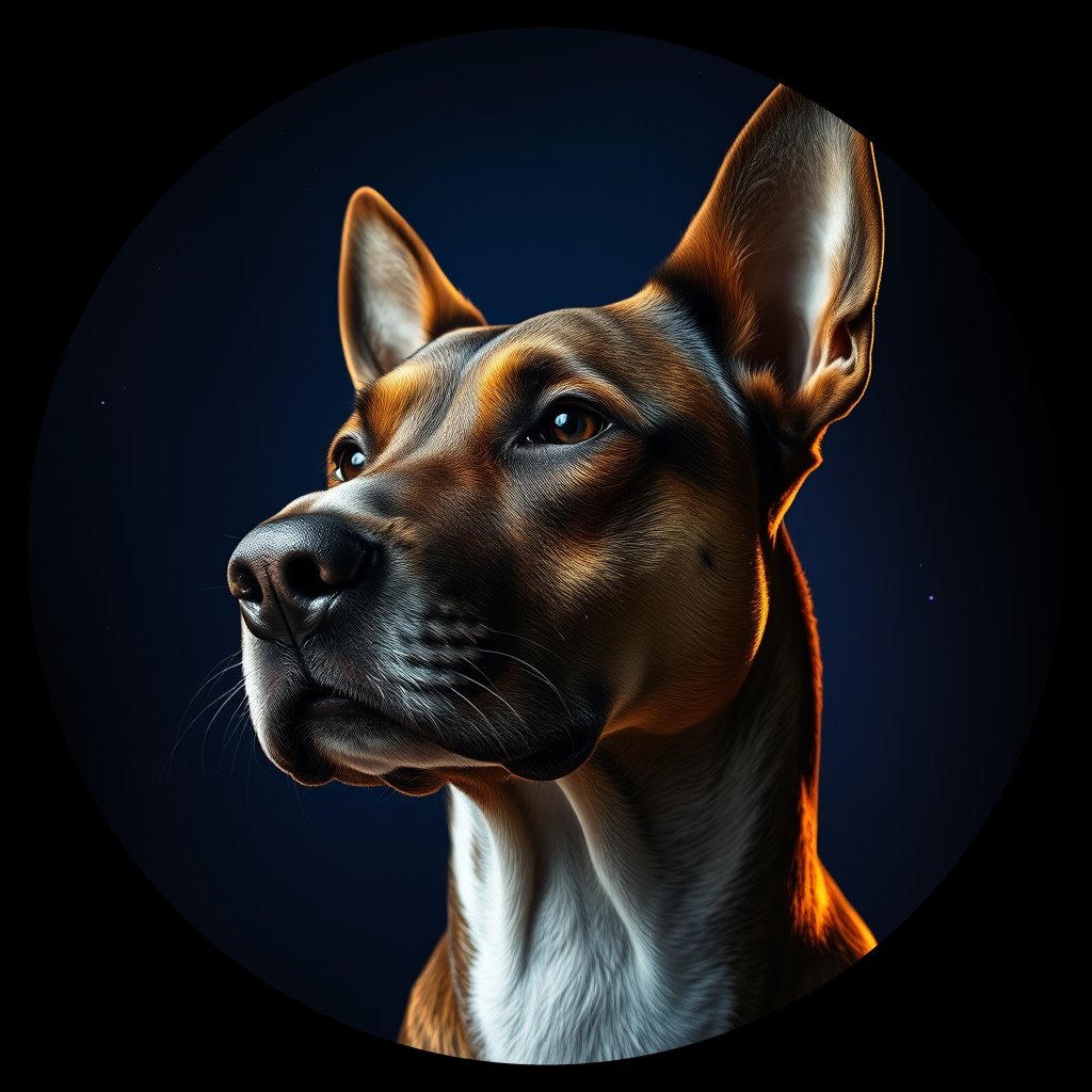 Cosmic medallion portrait of CRUS_CRUS_100R, a Village Dog Crusade