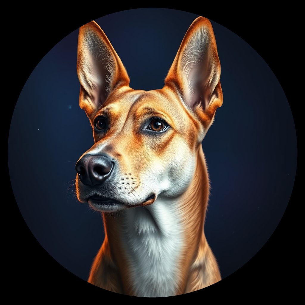 Cosmic medallion portrait of CRUS_CRUS_89R, a Village Dog Crusade