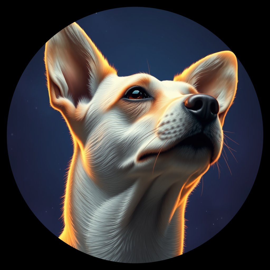 Cosmic medallion portrait of CRUS_CRUS_91R, a Village Dog Crusade