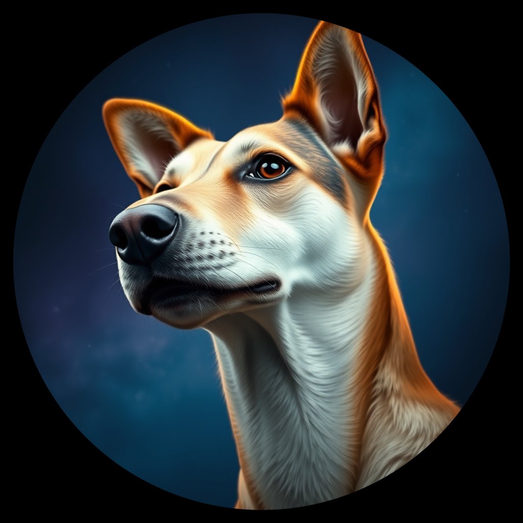 Cosmic medallion portrait of CRUS_CRUS_92R, a Village Dog Crusade