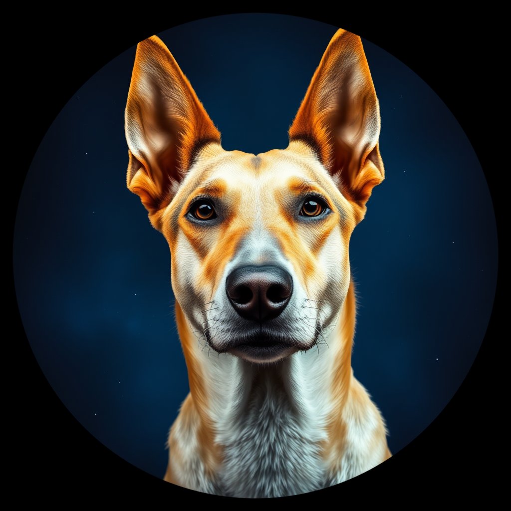 Cosmic medallion portrait of CRUS_CRUS_93R, a Village Dog Crusade