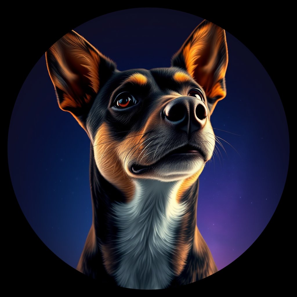 Cosmic medallion portrait of CRUS_CRUS_94R, a Village Dog Crusade