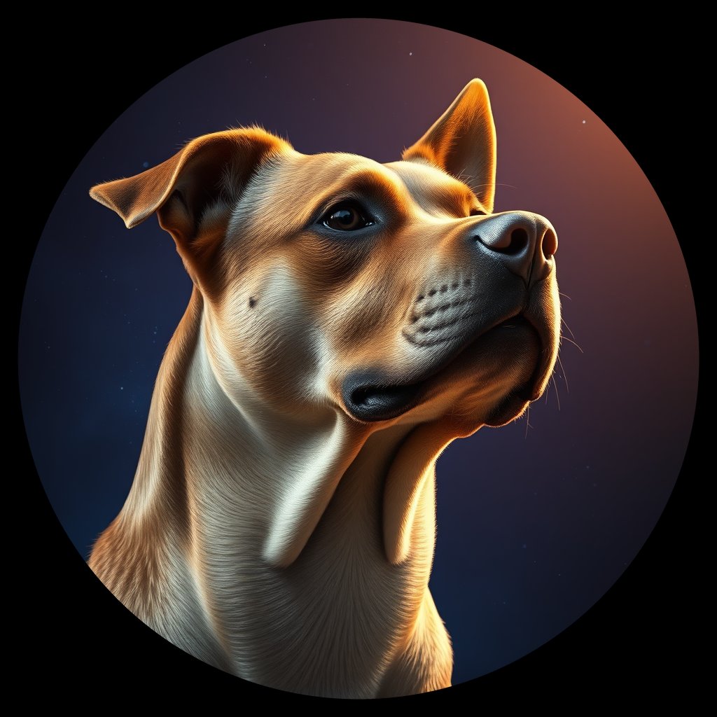 Cosmic medallion portrait of CRUS_CRUS_95R, a Village Dog Crusade
