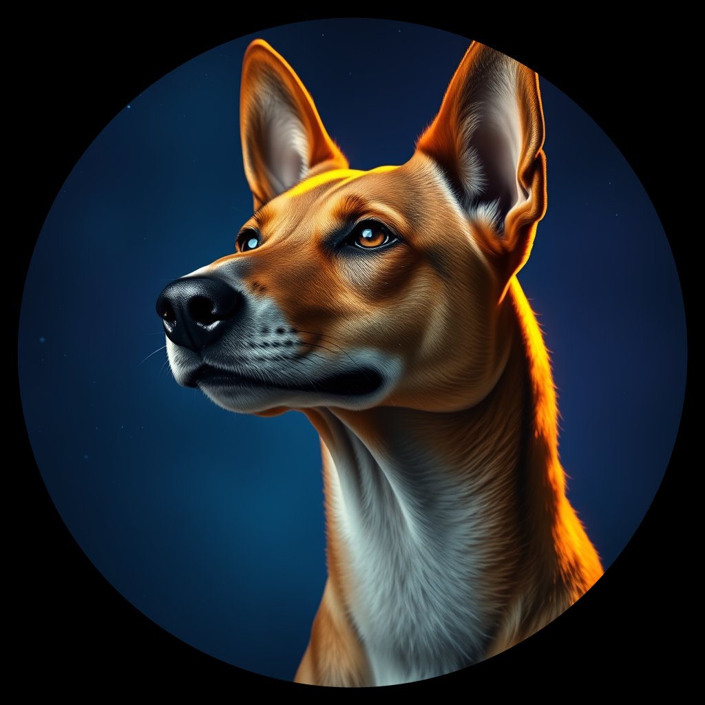 Cosmic medallion portrait of CRUS_CRUS_97R, a Village Dog Crusade