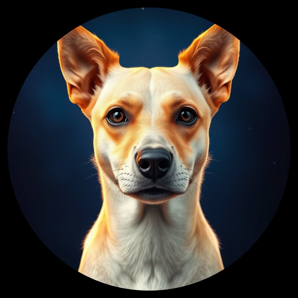 Cosmic medallion portrait of CRUS_CRUS_99R, a Village Dog Crusade