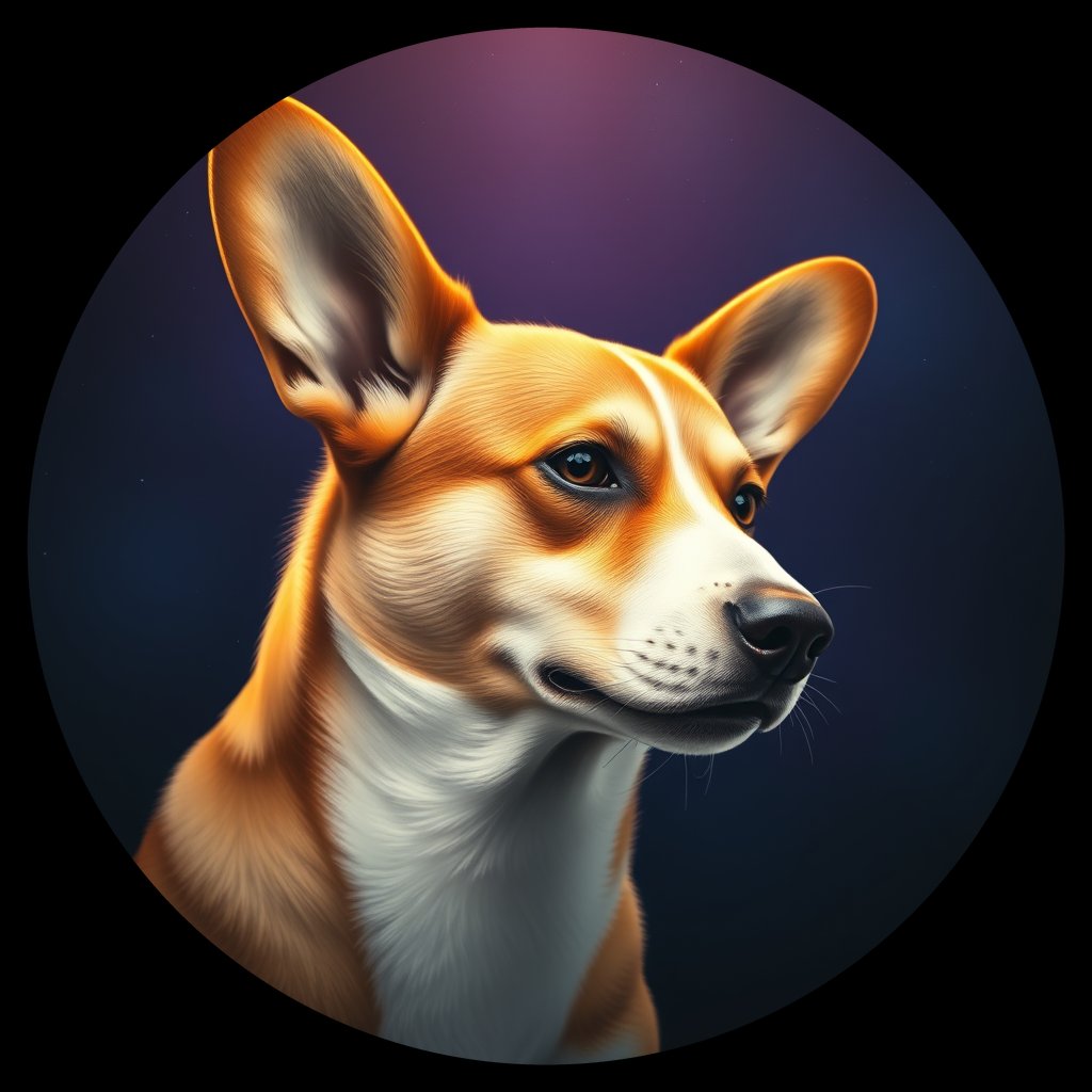 Cosmic medallion portrait of C_33833_C_33833, a Corgi