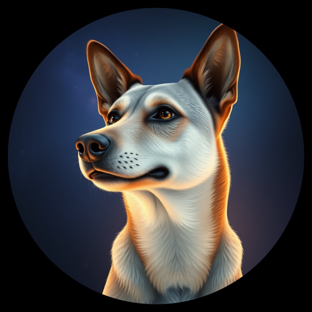 Cosmic medallion portrait of C_AGW_C_AGW2, a Anqing Wolf Dog