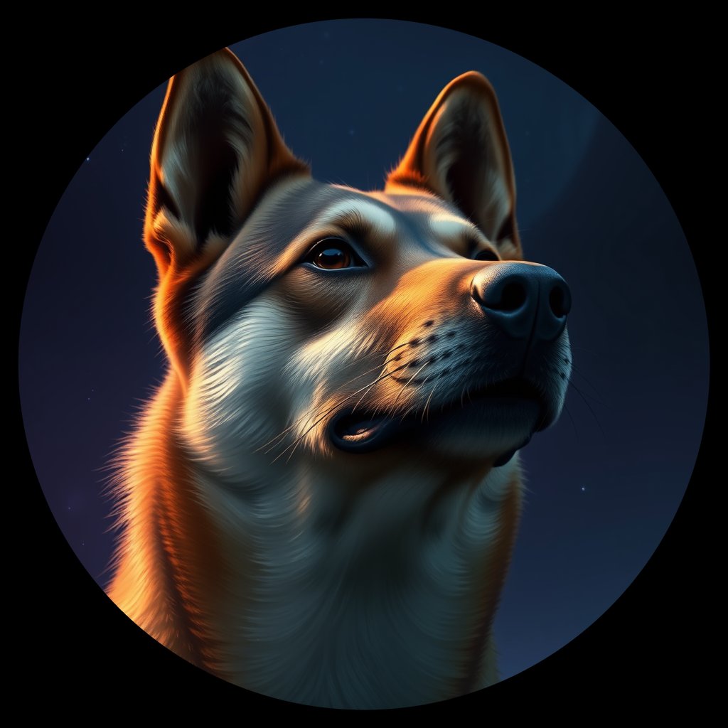 Cosmic medallion portrait of C_AGW_C_AGW3, a Anqing Wolf Dog