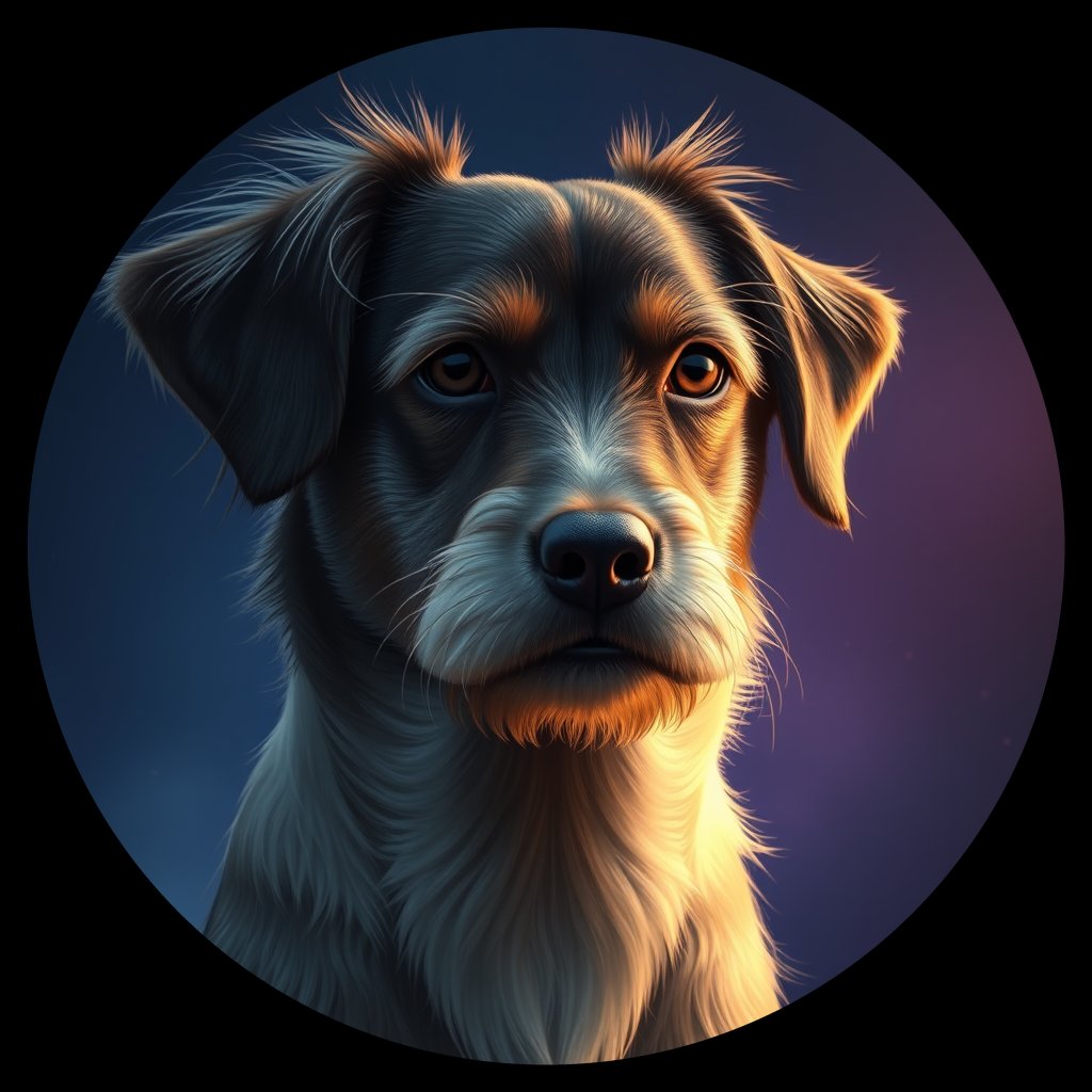 Cosmic medallion portrait of C_CDH_C_CDH7, a Chongqing Dog