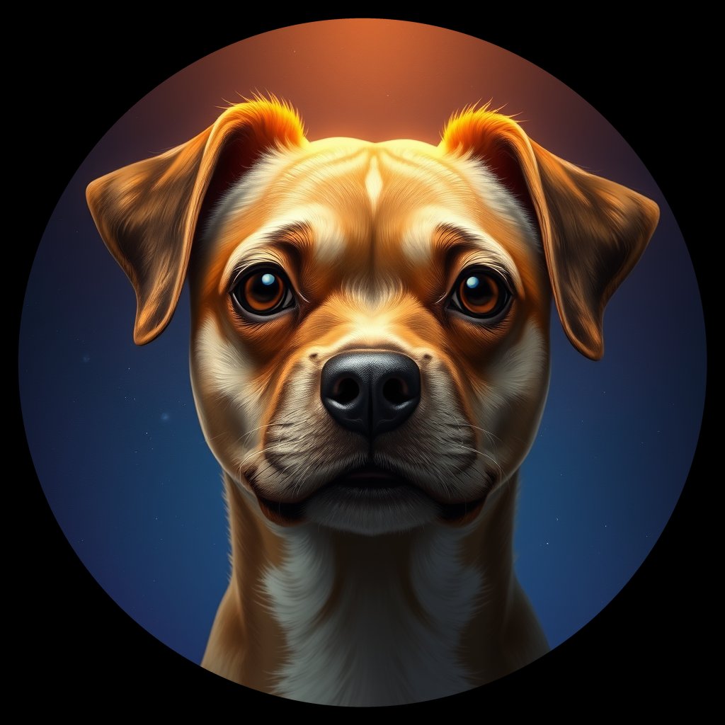 Cosmic medallion portrait of C_CDH_C_CDH8, a Chongqing Dog