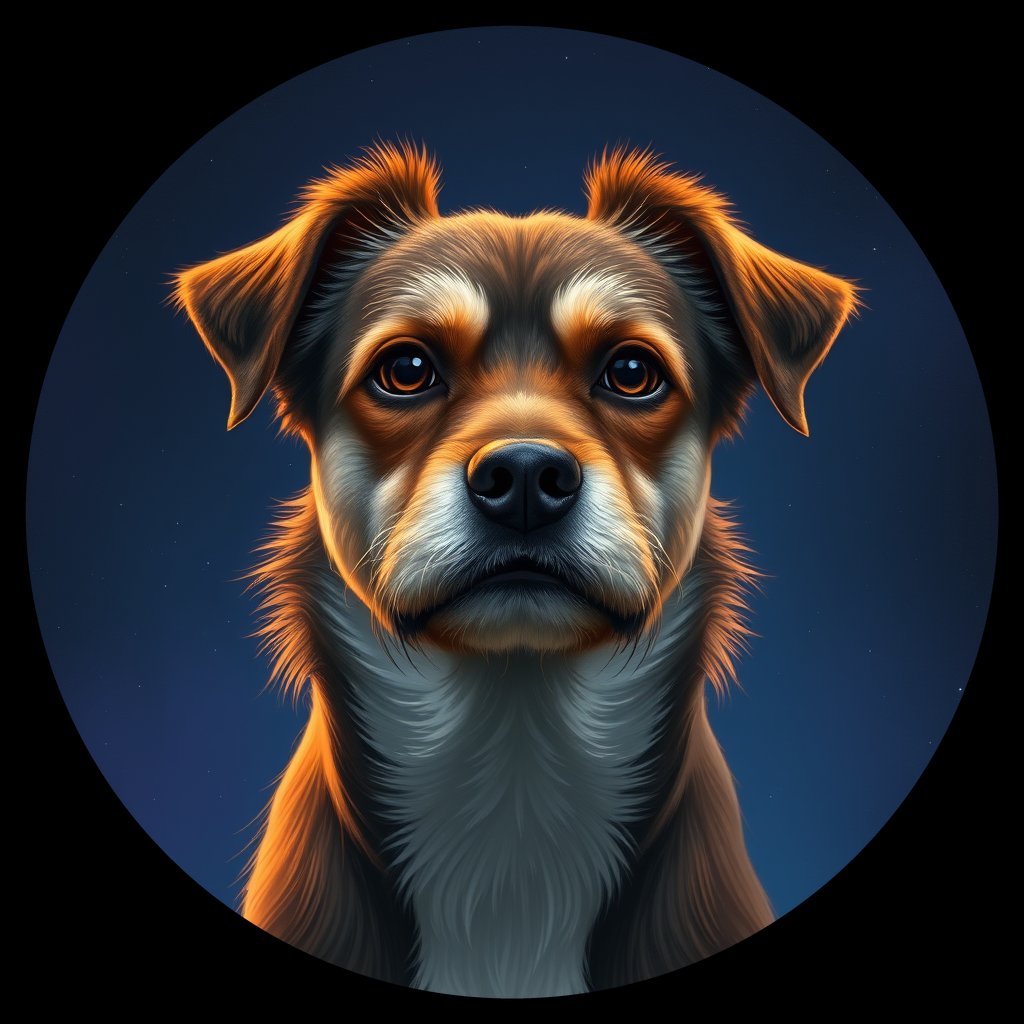 Cosmic medallion portrait of C_CDH_C_CDH9, a Chongqing Dog