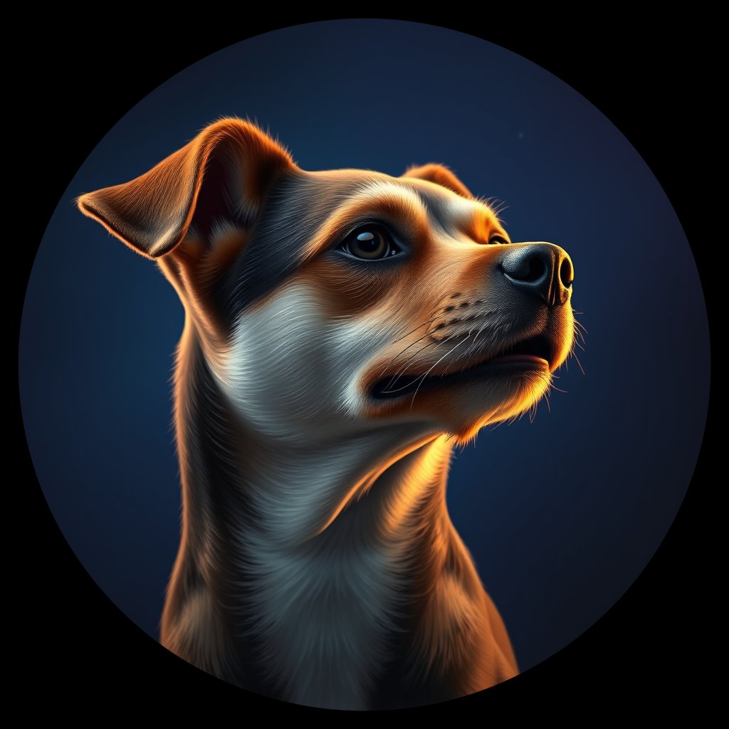 Cosmic medallion portrait of C_CRD_C_CRD1, a Chinese Rural Dog
