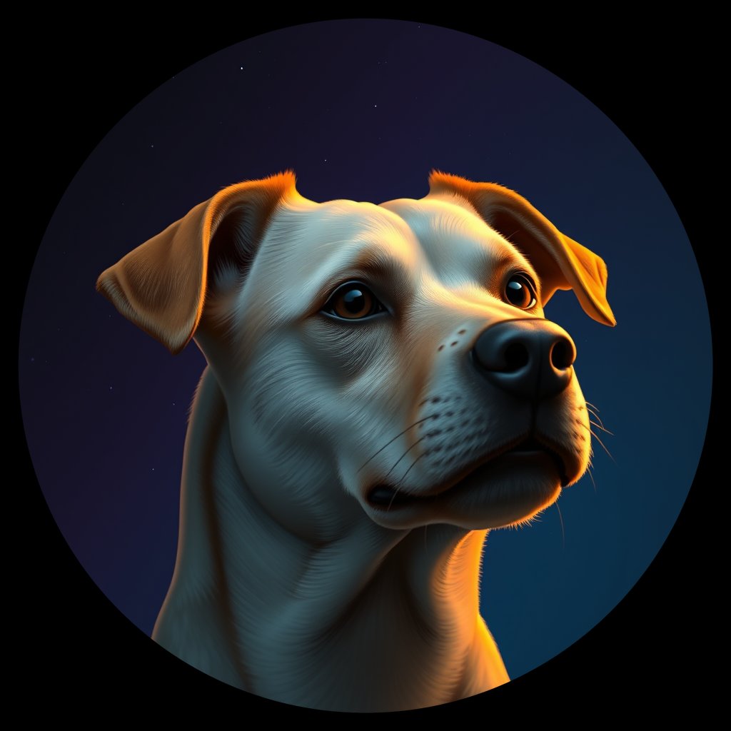 Cosmic medallion portrait of C_CRD_C_CRD10, a Chinese Rural Dog