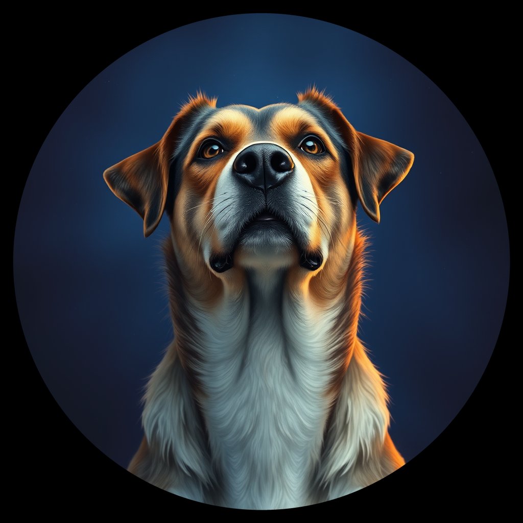 Cosmic medallion portrait of C_CRD_C_CRD12, a Chinese Rural Dog