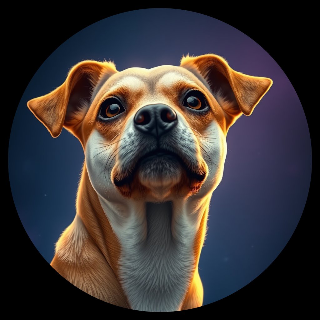 Cosmic medallion portrait of C_CRD_C_CRD4, a Chinese Rural Dog