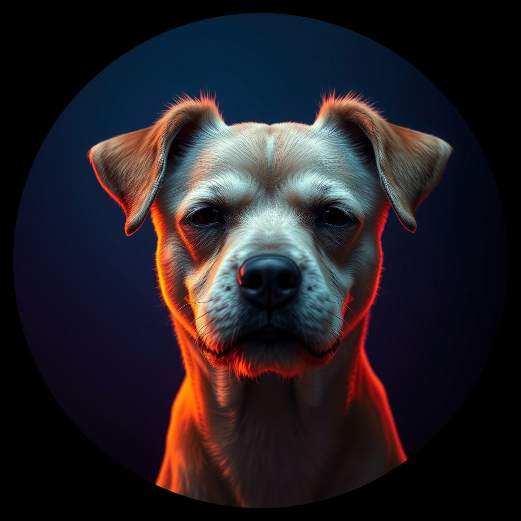 Cosmic medallion portrait of C_CRD_C_CRD6, a Chinese Rural Dog