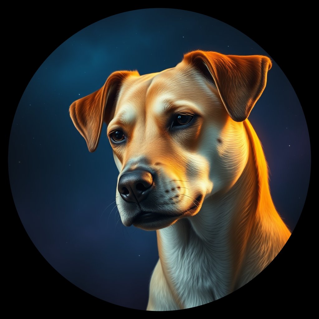 Cosmic medallion portrait of C_CRD_C_CRD8, a Chinese Rural Dog