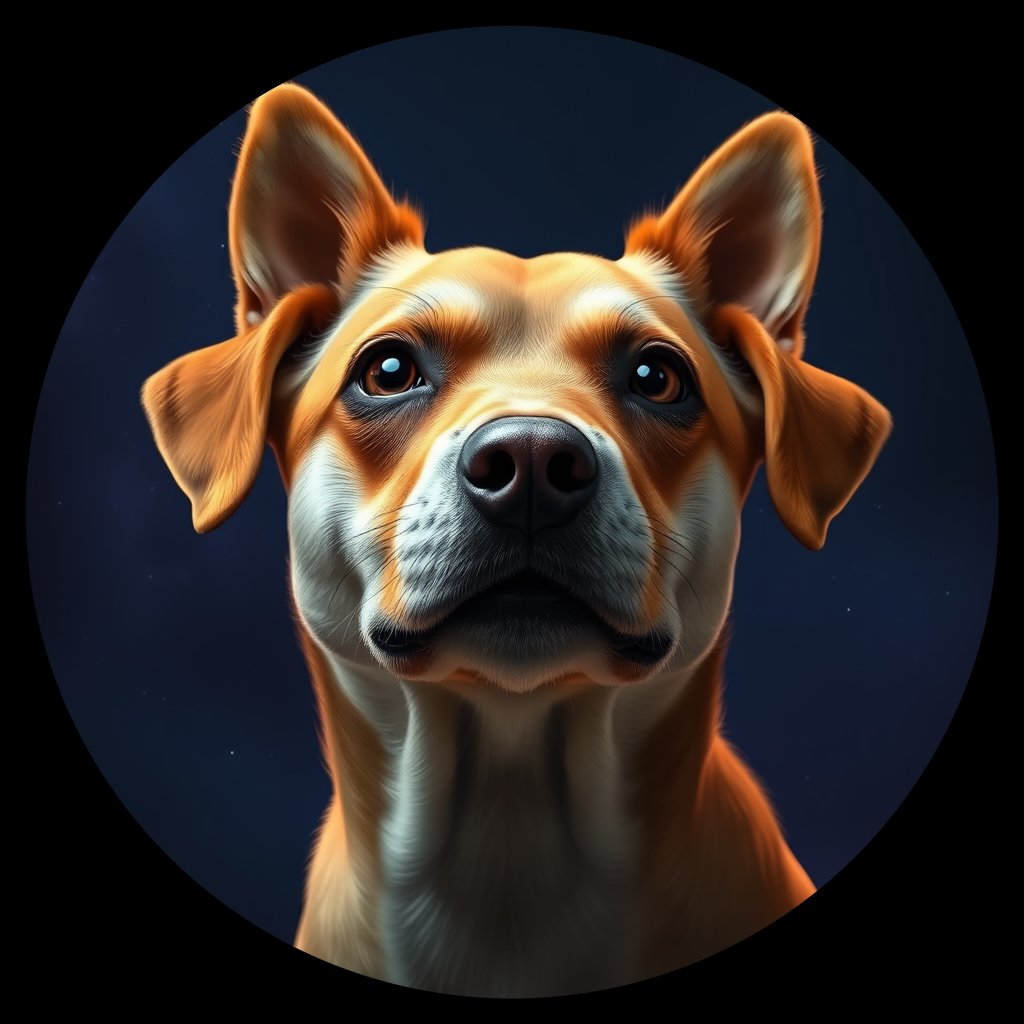 Cosmic medallion portrait of C_CRD_C_CRD9, a Chinese Rural Dog