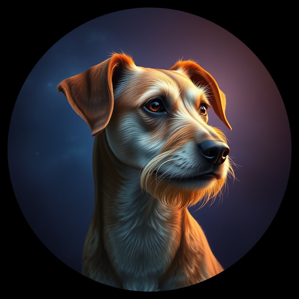 Cosmic medallion portrait of C_GXH_C_GXH5, a Guangxi Hound