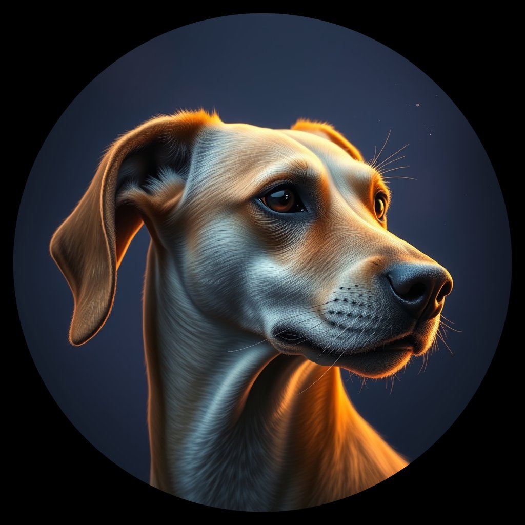 Cosmic medallion portrait of C_GXH_C_GXH8, a Guangxi Hound