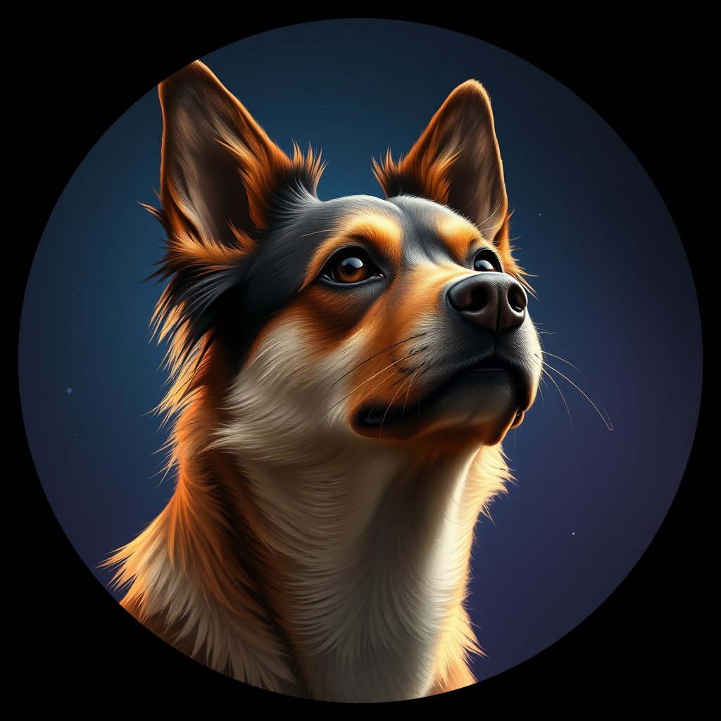 Cosmic medallion portrait of C_KzS_C_KzS1, a Kunming Dog