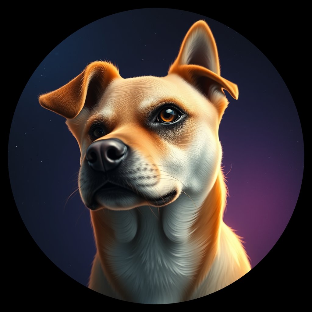 Cosmic medallion portrait of C_KzS_C_KzS3, a Kunming Dog