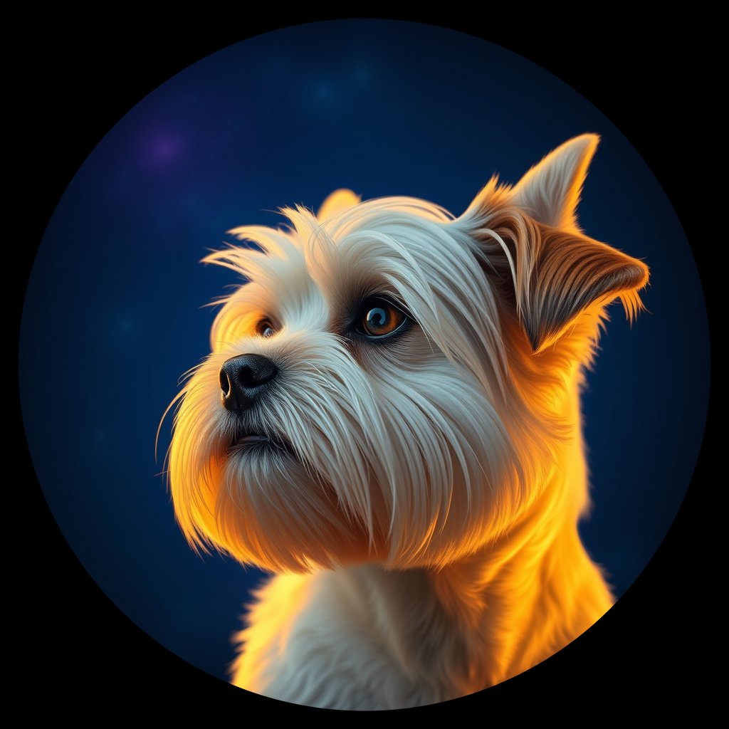 Cosmic medallion portrait of C_LSH_C_LSH3, a Lhasa Apso Cn