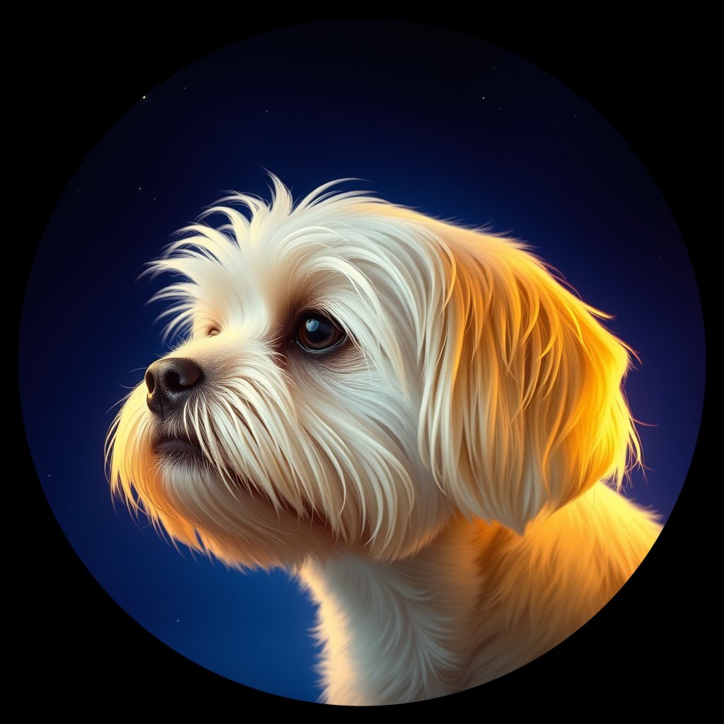 Cosmic medallion portrait of C_LSH_C_LSH6, a Lhasa Apso Cn