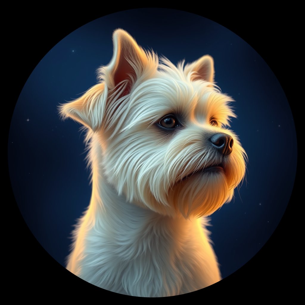 Cosmic medallion portrait of C_LSH_C_LSH8, a Lhasa Apso Cn