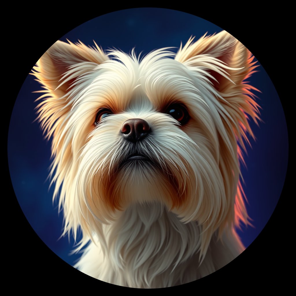 Cosmic medallion portrait of C_LSH_C_LSH9, a Lhasa Apso Cn