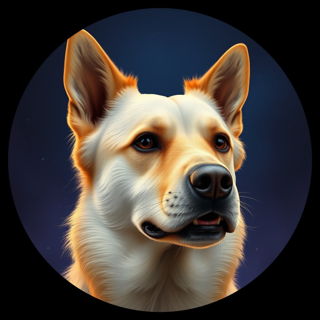 Cosmic medallion portrait of C_LzD_C_LzD1, a Liangzhou Dog