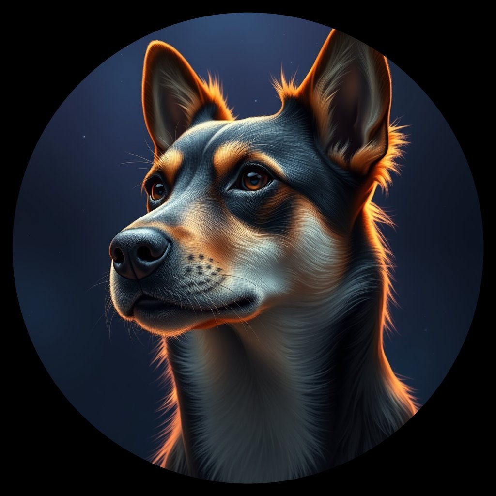 Cosmic medallion portrait of C_LzD_C_LzD10, a Liangzhou Dog