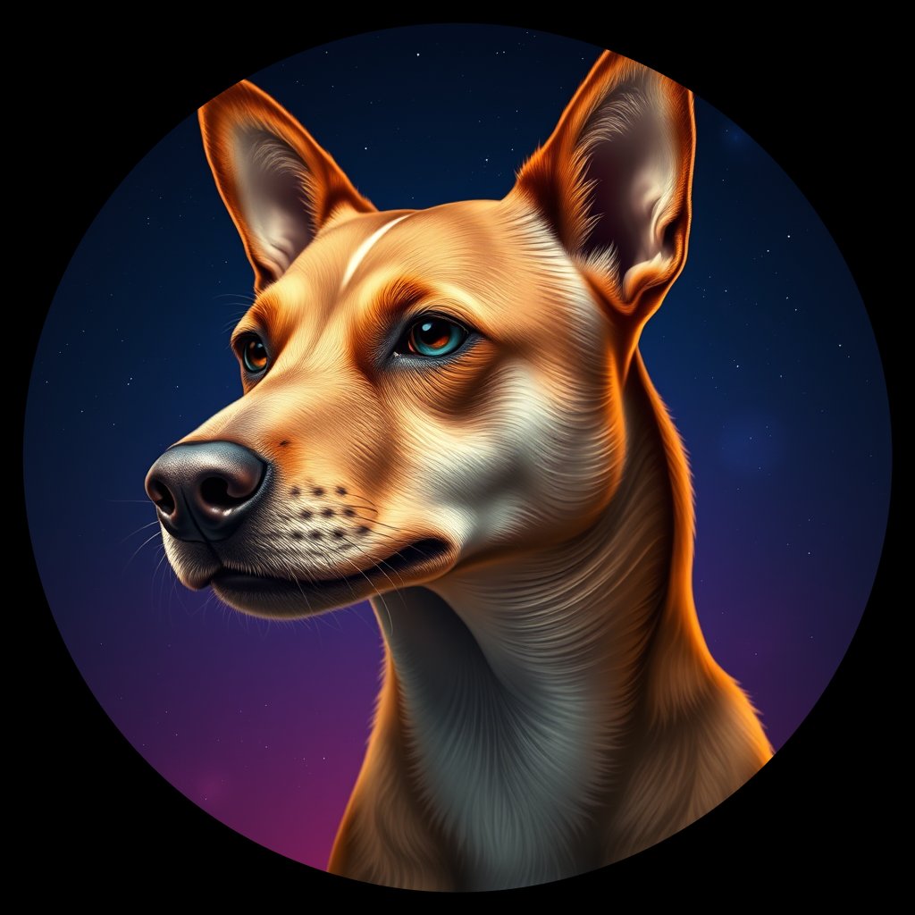 Cosmic medallion portrait of C_LzD_C_LzD4, a Liangzhou Dog