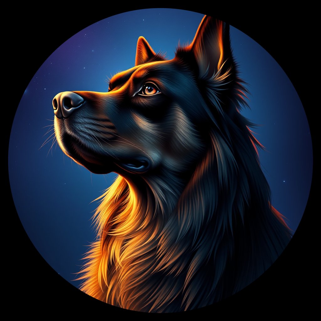 Cosmic medallion portrait of C_LzD_C_LzD7, a Liangzhou Dog