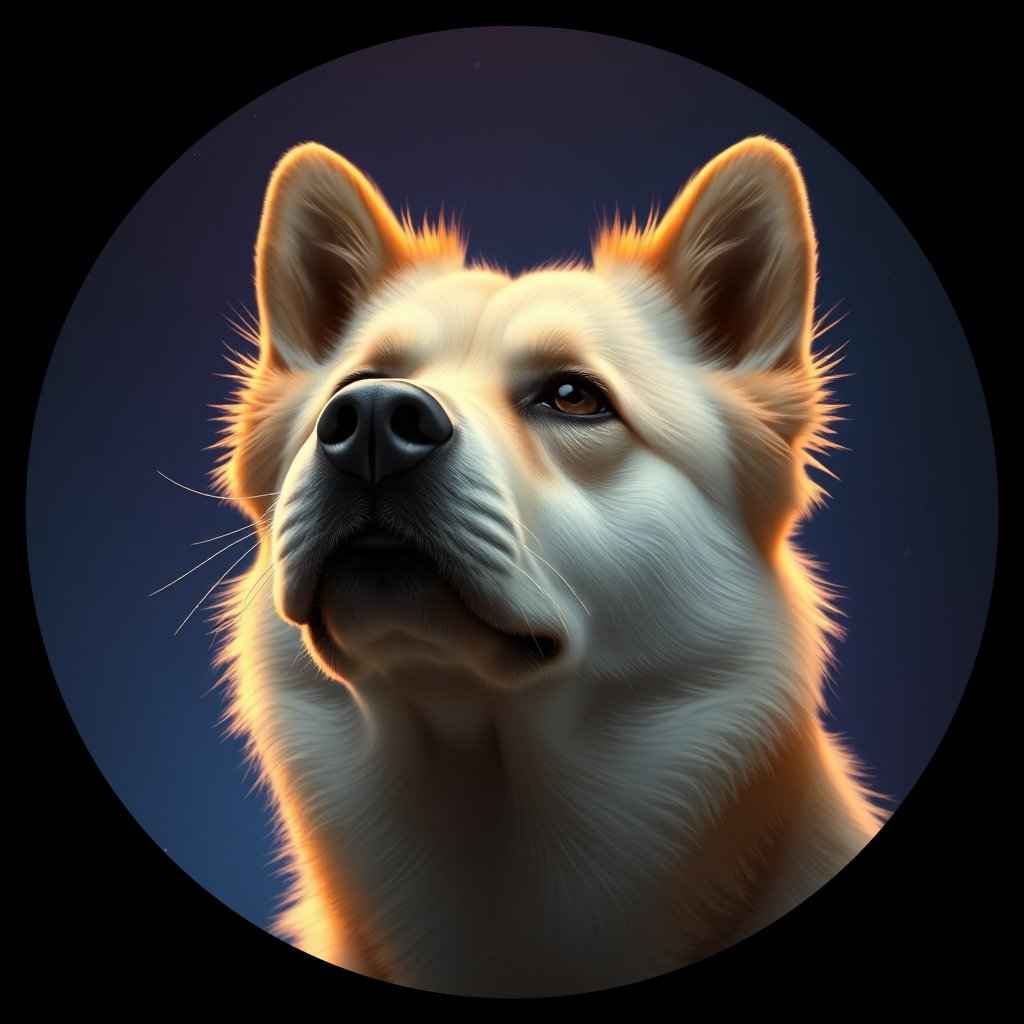 Cosmic medallion portrait of C_MGX_C_MGX1, a Mongolian Dog