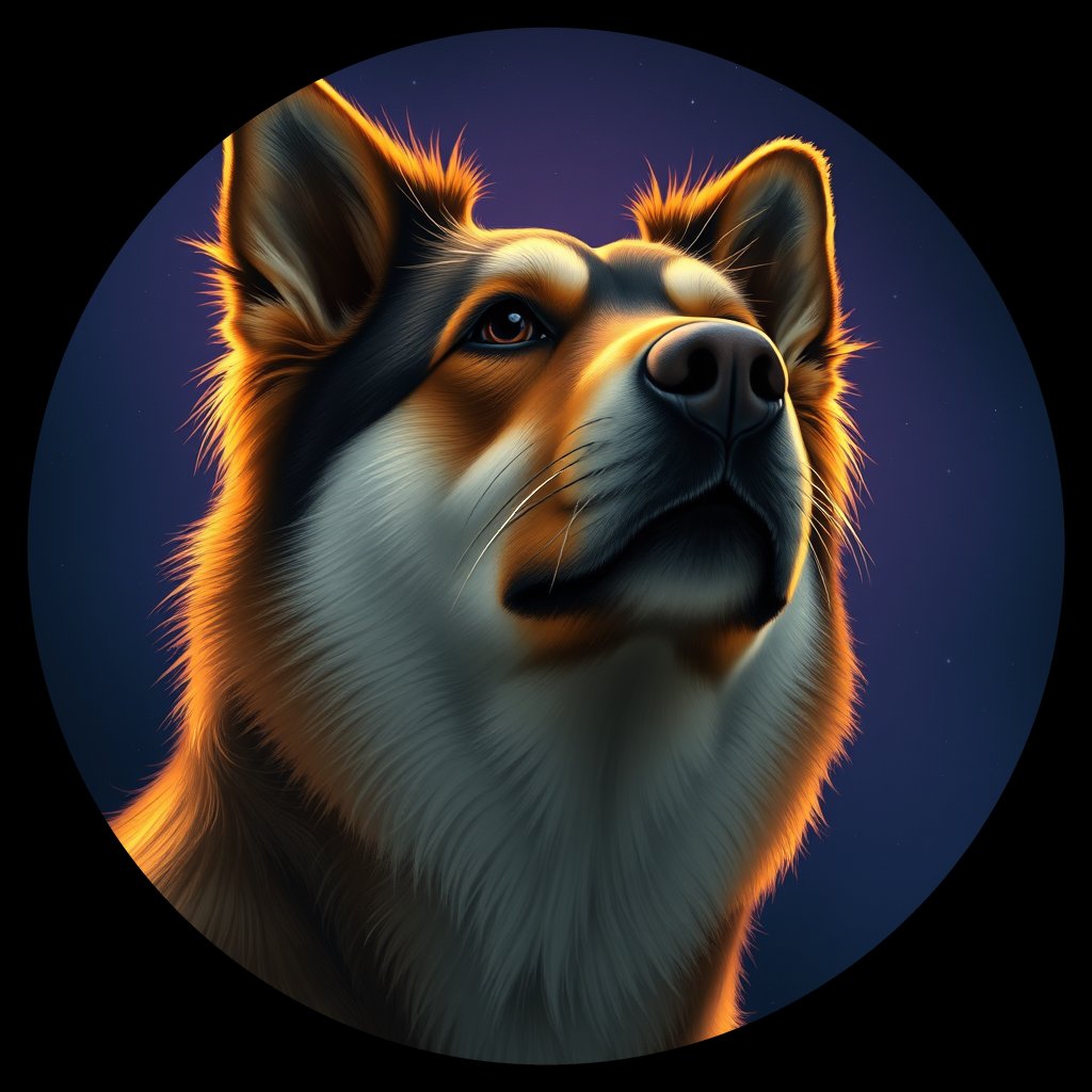 Cosmic medallion portrait of C_MGX_C_MGX12, a Mongolian Dog