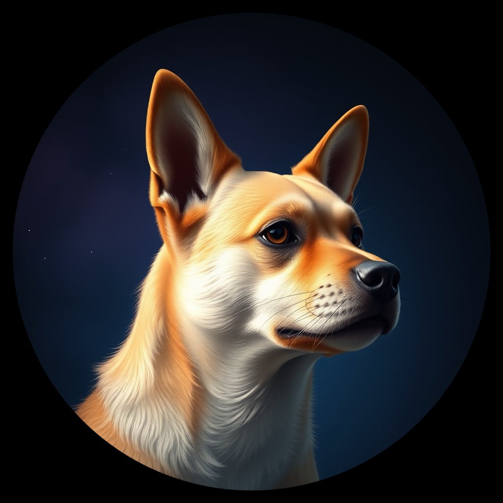 Cosmic medallion portrait of C_MGX_C_MGX5, a Mongolian Dog